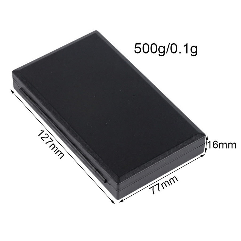 Balanza Gramera Digital Pesa Joyería Bolsillo 01g a 500g con tapa S0959