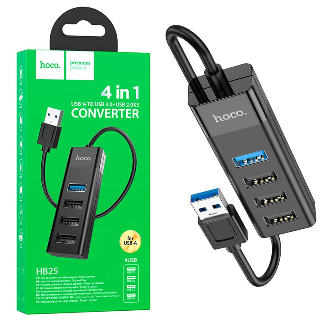 USB 3.0 Hub 4 Puertos 4 en 1 Usb 3.0 + 3 usb 2.0 HOCO HB25 30cm S0986