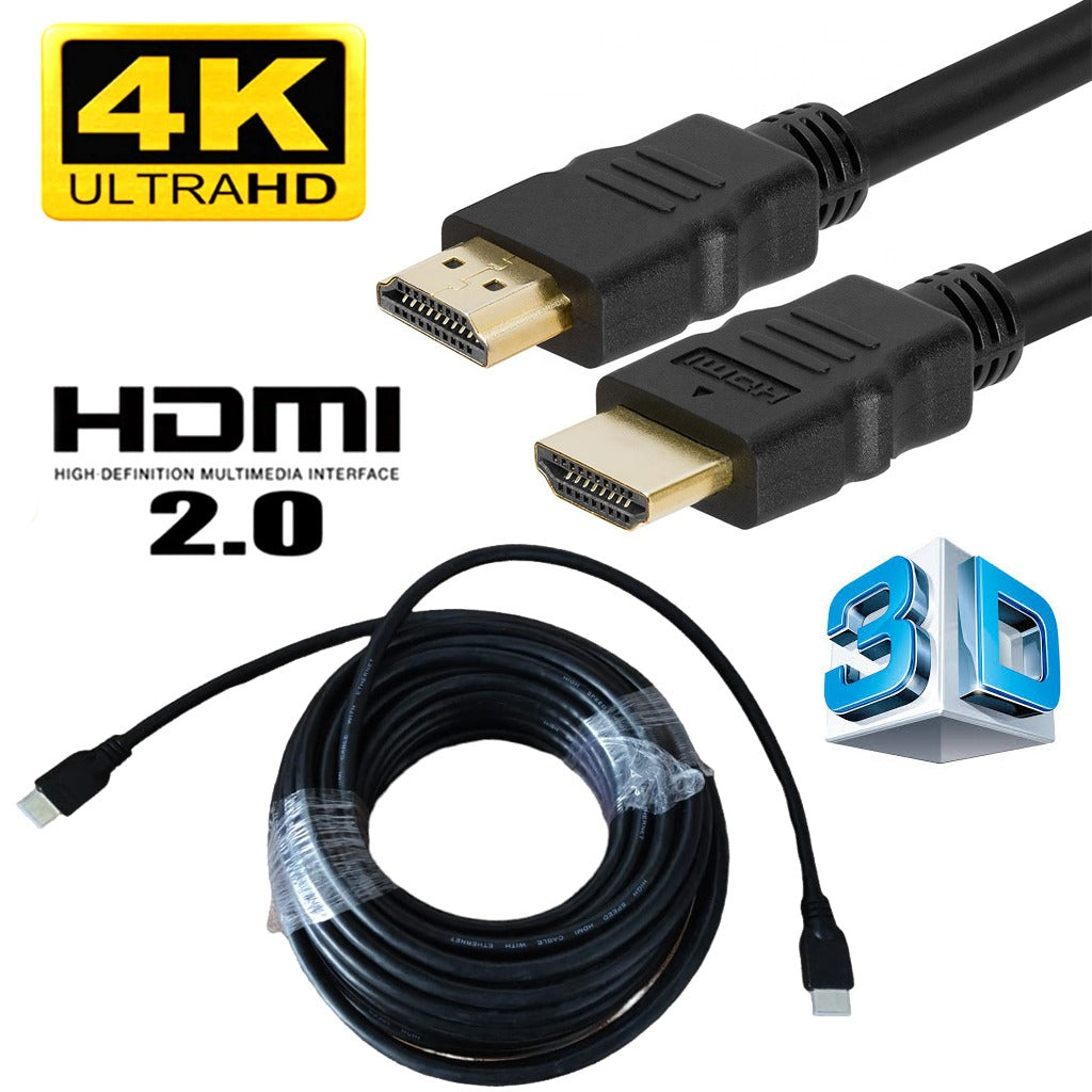 Cable Hdmi 2.0 4k Ultra Hd Alta Velocidad 3d 20 Metros 2160p Negro PVC S1011