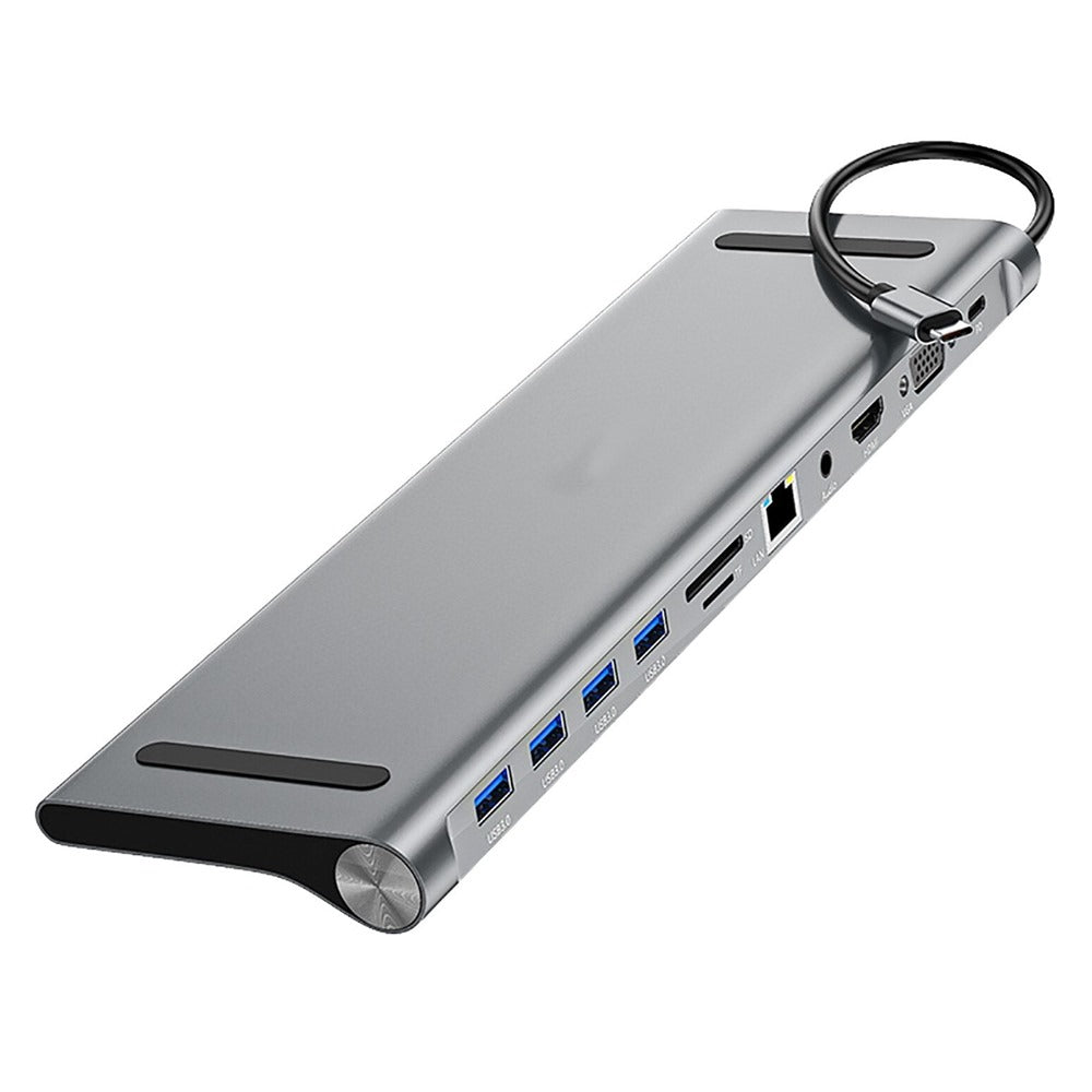 Adaptador Tipo C 11 En 1 Multiport Hub Estacion Lan Hdmi Vga aluminio S1037