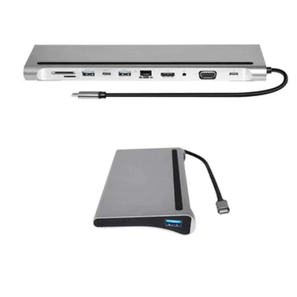 Adaptador Tipo C 12 En 1 Multiport Hub Estacion Lan Hdmi Vga S1038