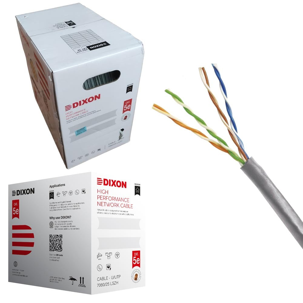 Cable de cobre Cat 5e DIXON 7060 25 LSZH 25 AWG PVC Gris 305 metros S1055