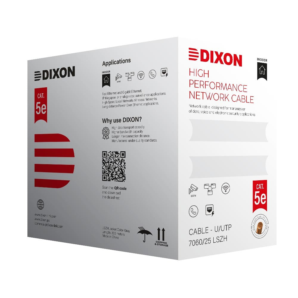 Cable de cobre Cat 5e DIXON 7060 25 LSZH 25 AWG PVC Gris 305 metros S1055