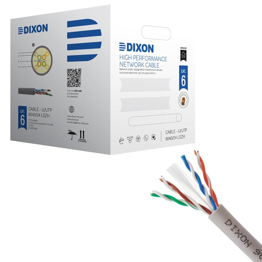 Rollo Cable de cobre Cat 6 DIXON 9040 24 LSZH 24 AWG PVC 305 Metros S1056