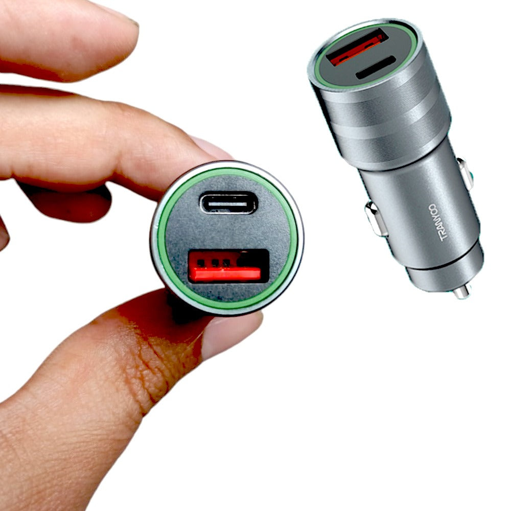 Cargador para Auto 2 en 1 USB y TIPO C Tranyoo C9 18w QC3.0 5A S1064