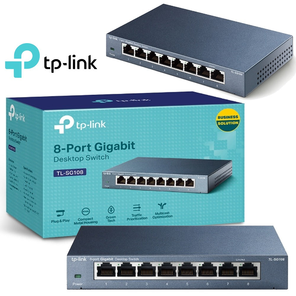 Switch 8 Puertos Tp-link TL-SG108 10 100 1000mbps rj45 lan GIGABIT S1086