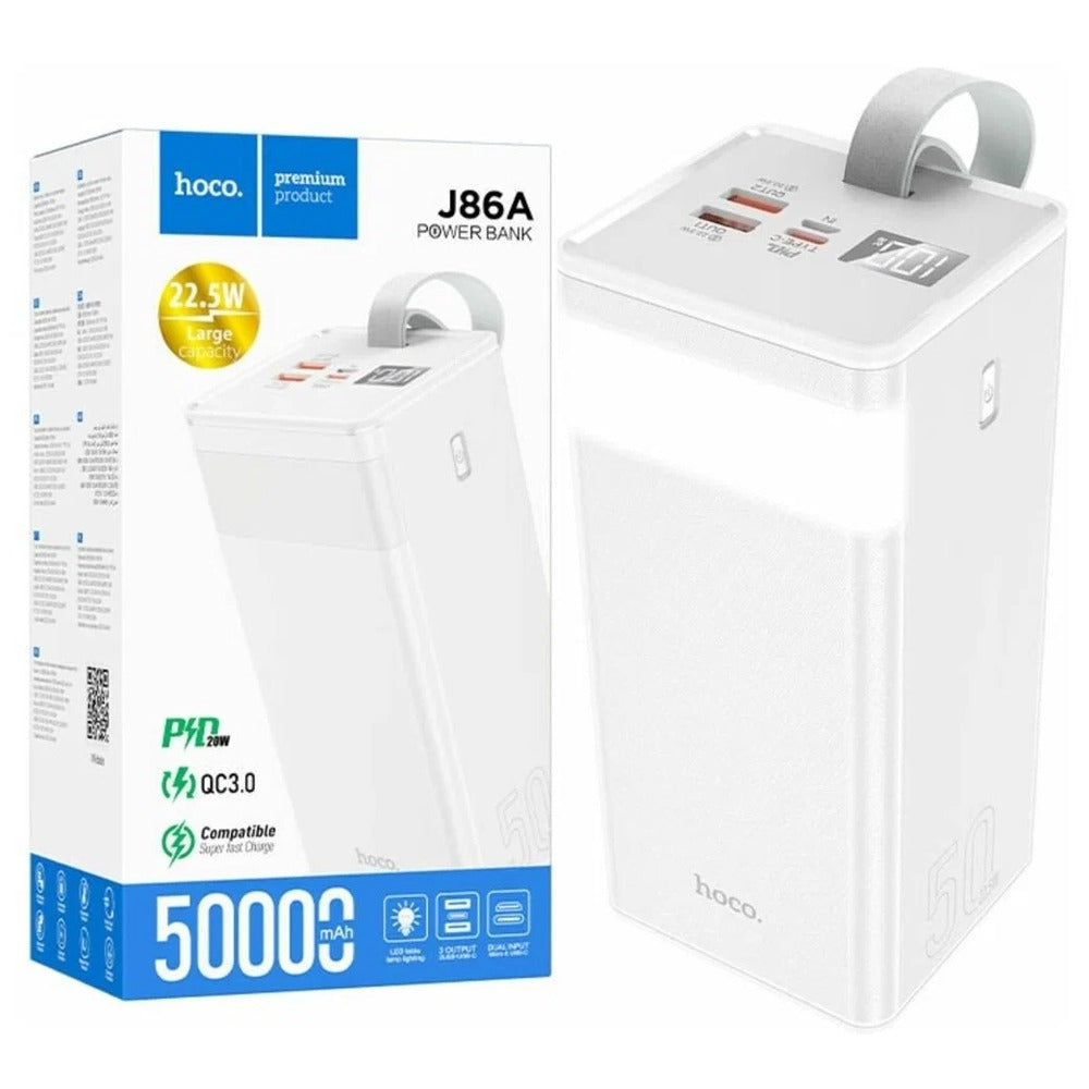 Power Bank Hoco J86A 50.000mAh 22.5w Power master luz led 3 salidas QC3.0 S1102