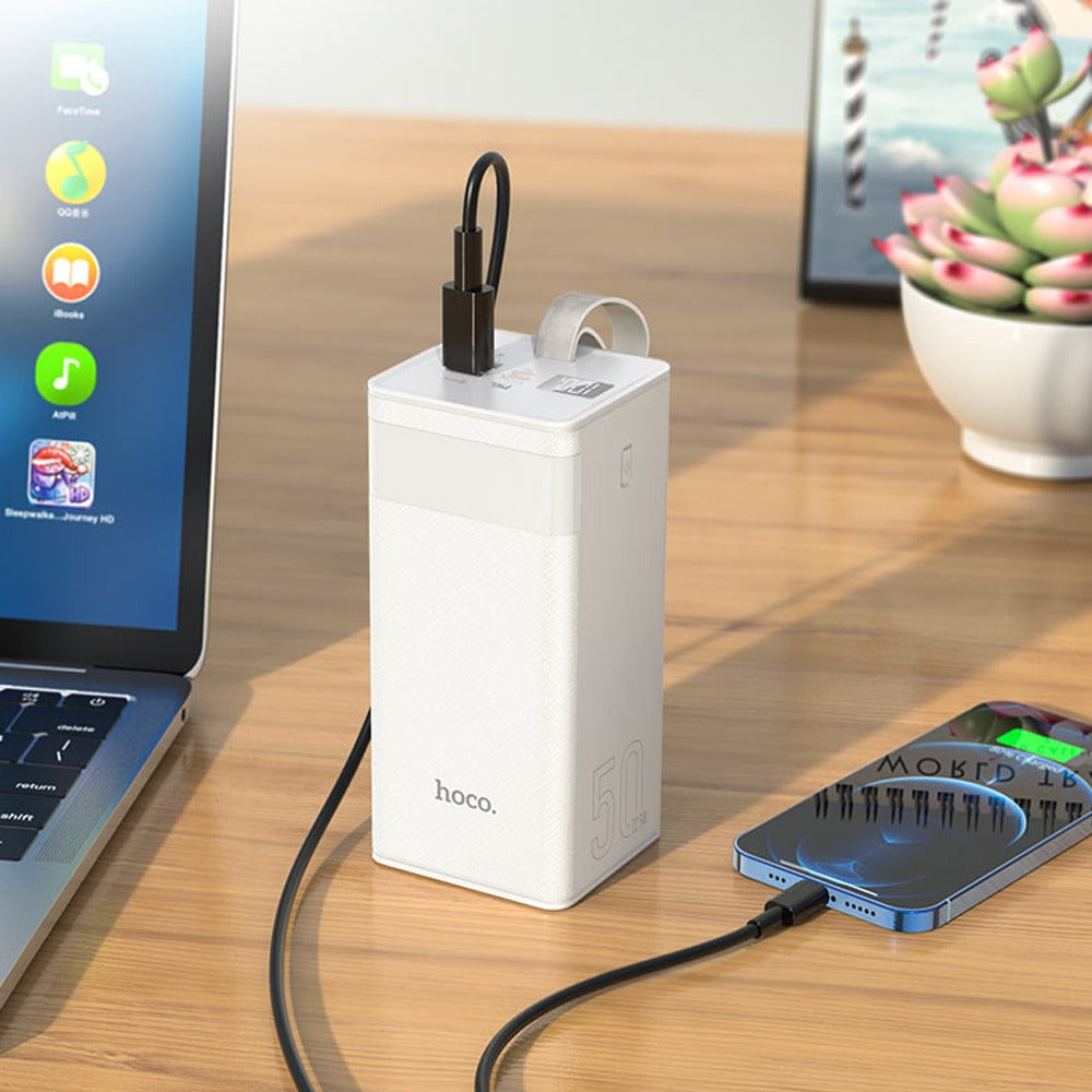 Power Bank Hoco J86A 50.000mAh 22.5w Power master luz led 3 salidas QC3.0 S1102