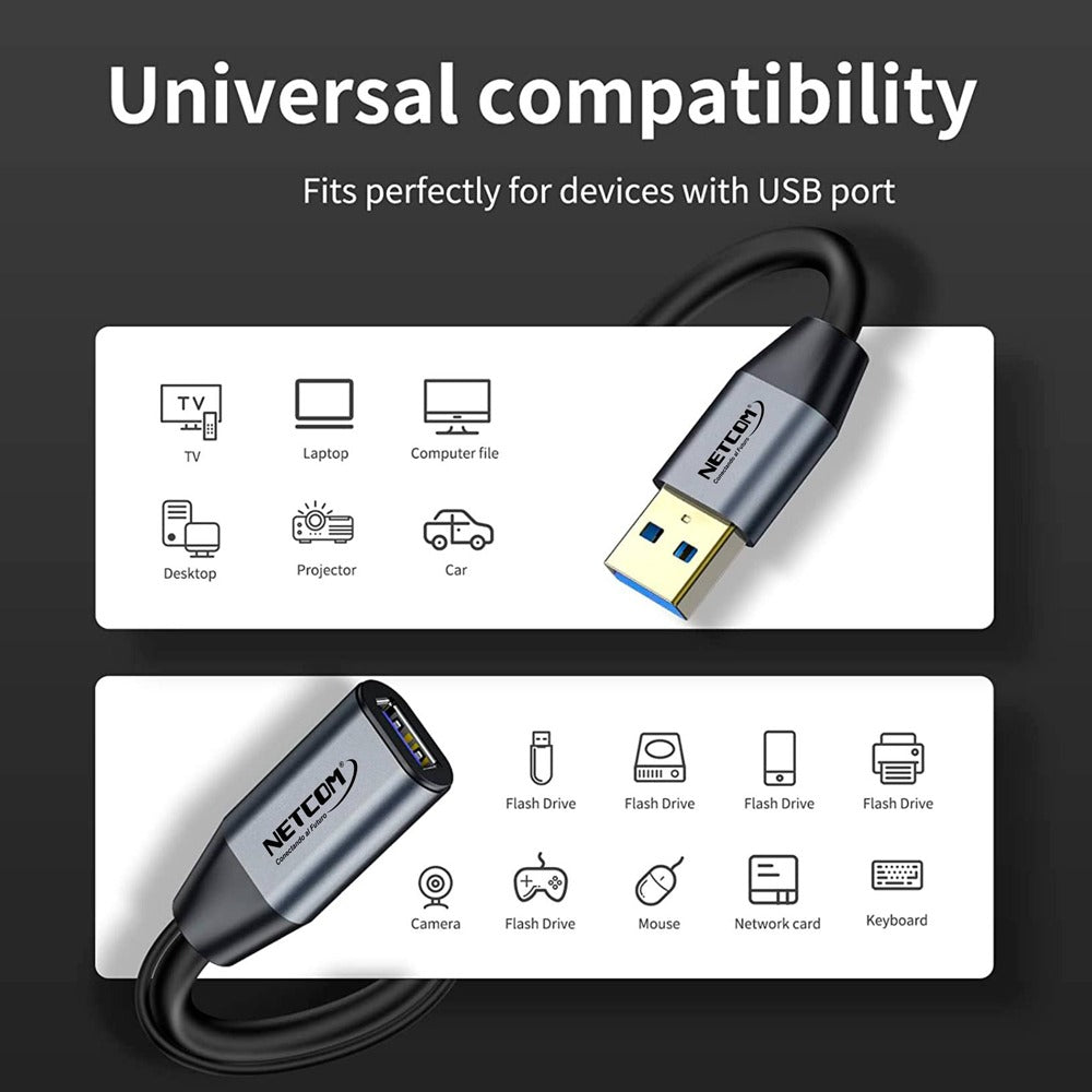 Cable Extensión USB 3.0 Activo Netcom Macho a Hembra 10 Metros S1106
