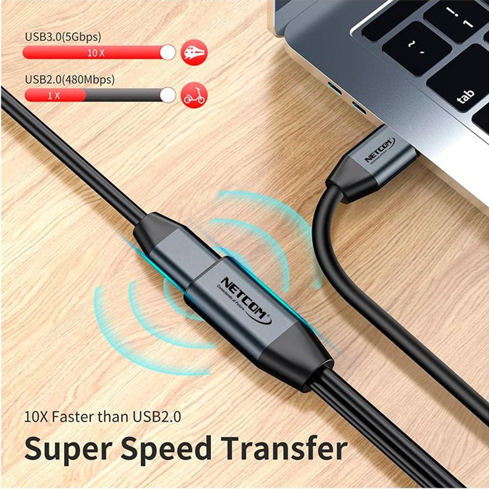 Cable Extensión USB 3.0 Activo Netcom Macho a Hembra 5 Metros S1107
