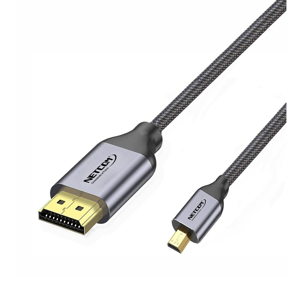 Cable Micro Hdmi a Hdmi 10m NETCOM 2.0 4K 60 Hz Ultra HD S1122