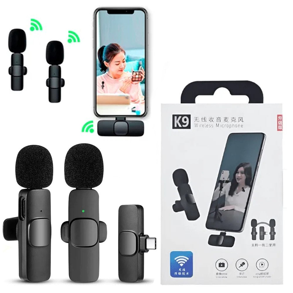 Doble Mini Micrófono Solapa inalámbrico recargable tipo c android S1129