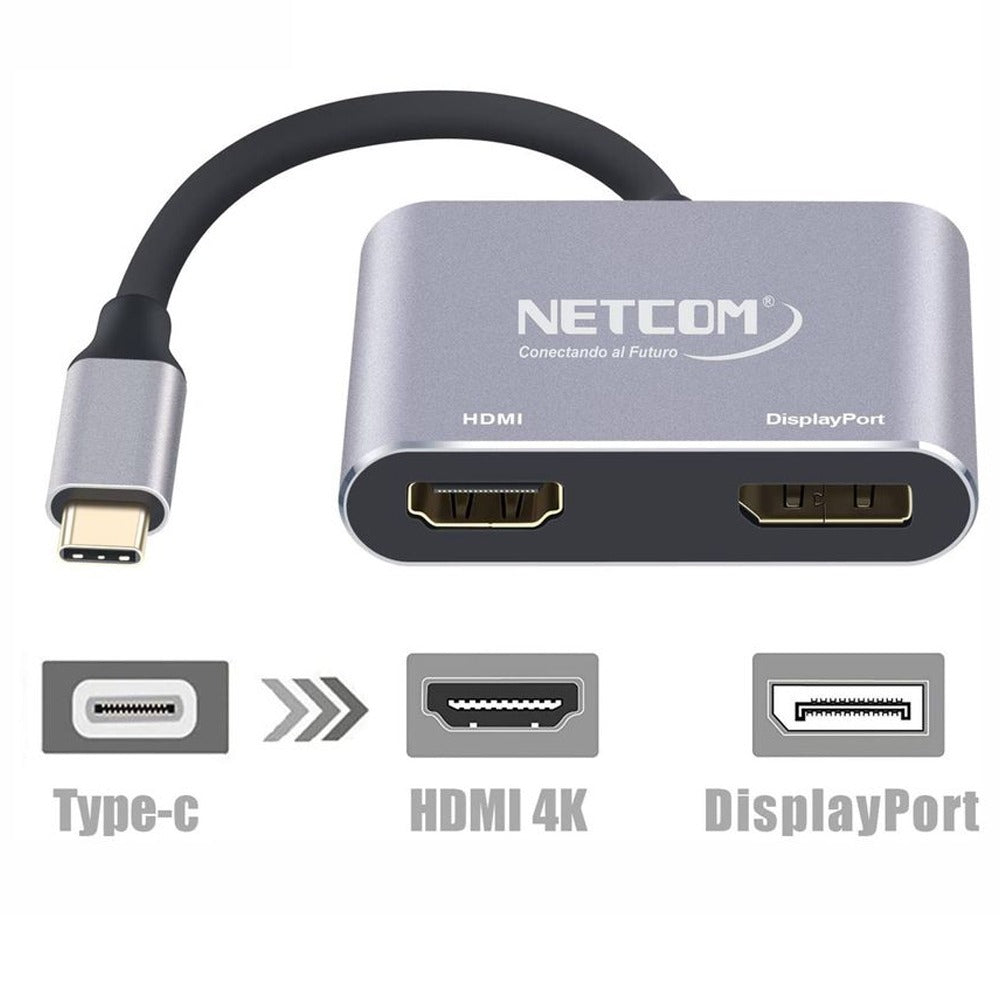 Convertidor Tipo C 2 en 1 HDMI y Displayport 4K Ultra HD 60Hz S1133