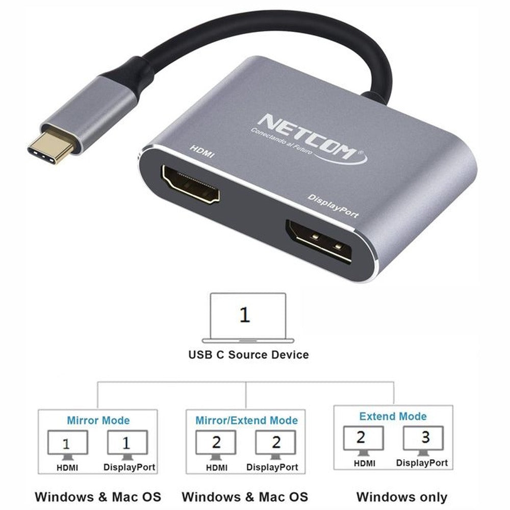 Convertidor Tipo C 2 en 1 HDMI y Displayport 4K Ultra HD 60Hz S1133