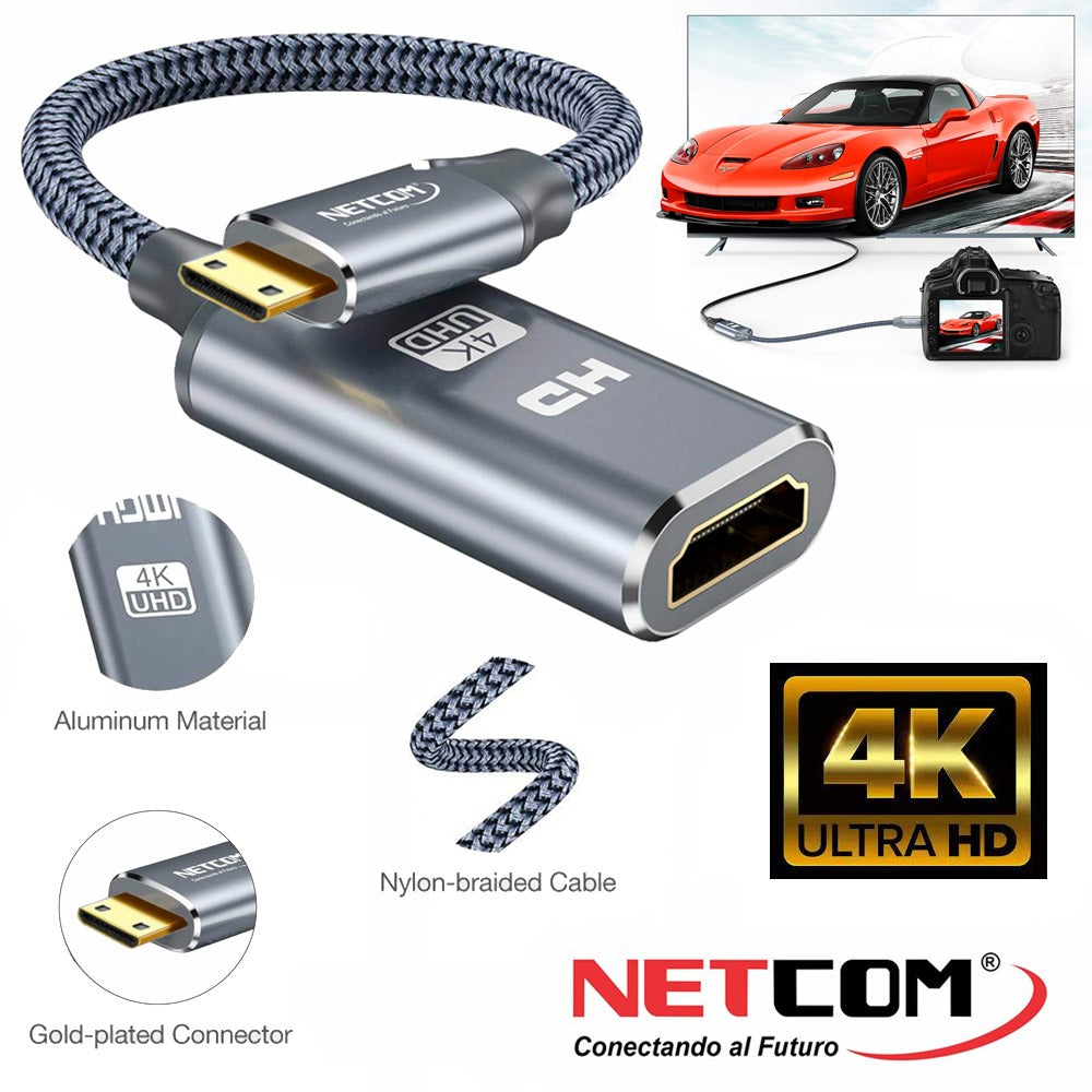 Cable adaptador convertidor Mini HDMI macho a HDMI hembra 4k 2.0 60hz S1150