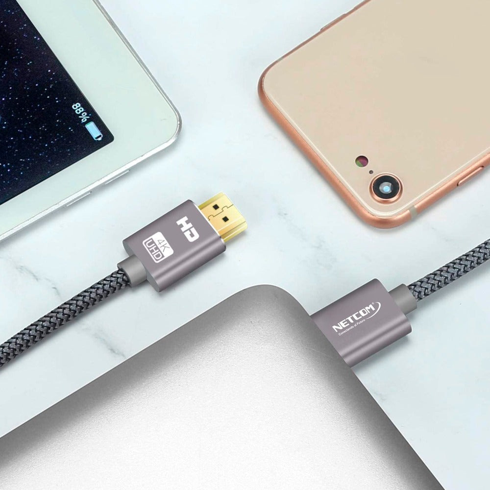 Cable HDMI 2.0 5 Metros NETCOM Ultra HD 3D 4K 60hz 2160P Enmallado S1167