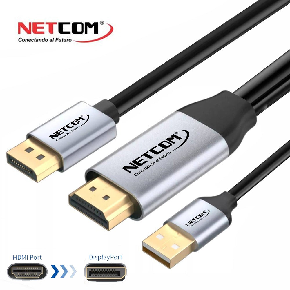 Cable Adaptador Premium HDMI a Displayport 4k 60Hz hdmi a dp NETCOM S1178