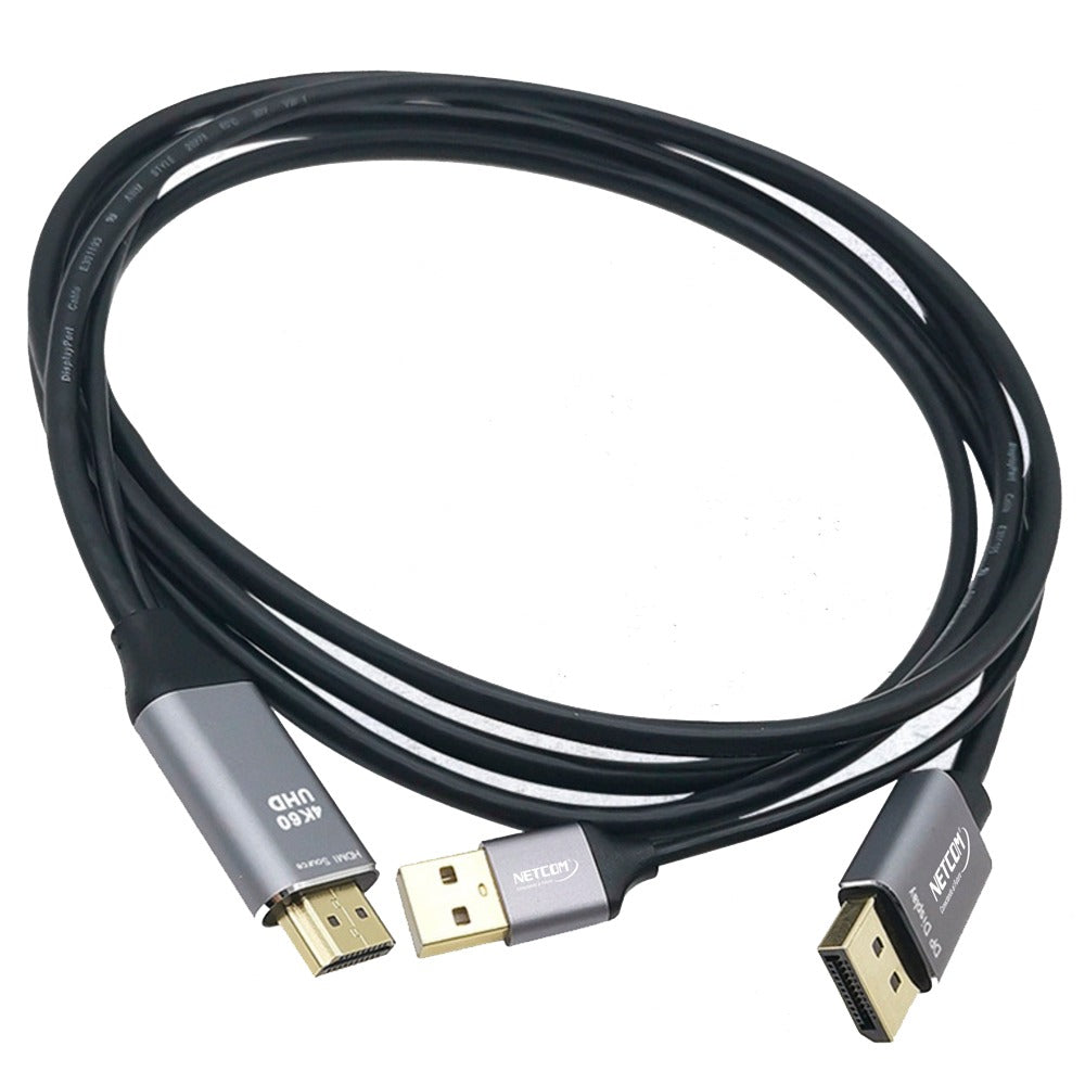 Cable Adaptador Premium HDMI a Displayport 4k 60Hz hdmi a dp NETCOM S1178