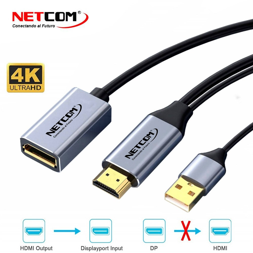 Cable Adaptador Premium HDMI a Displayport hembra 4k 60Hz NETCOM S1203