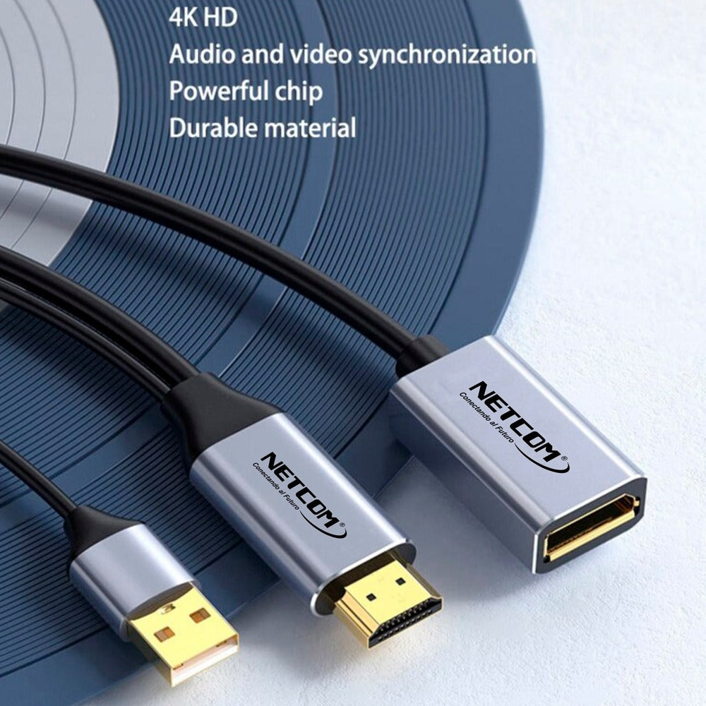 Cable Adaptador Premium HDMI a Displayport hembra 4k 60Hz NETCOM S1203