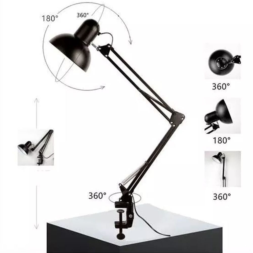 Lampara de mesa 2 en 1 metálica con brazo flexible graduable E27 S1250