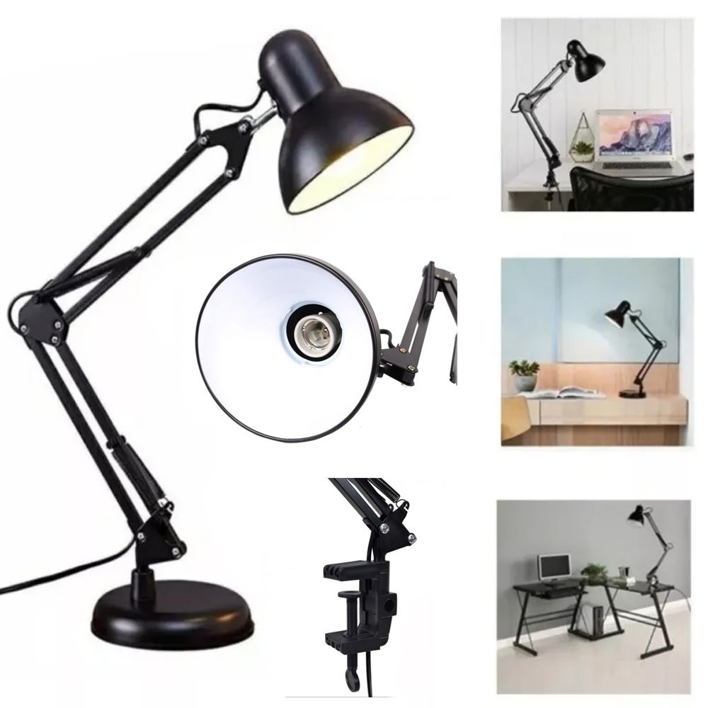 Lampara de mesa 2 en 1 metálica con brazo flexible graduable E27 S1250