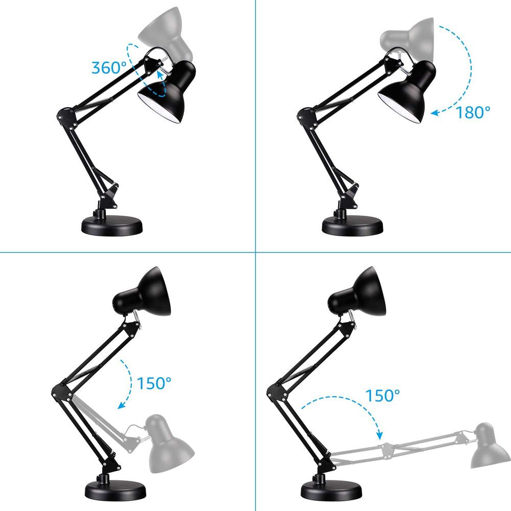 Lampara de mesa 2 en 1 metálica con brazo flexible graduable E27 S1250