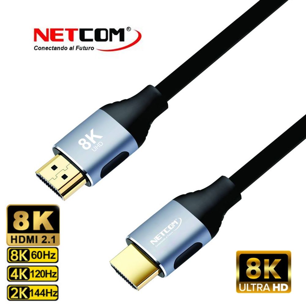 Cable Hdmi 2.1V 8k NETCOM 3D 5 Metros 4320p Premium 48Gbps HDR eARC S1265