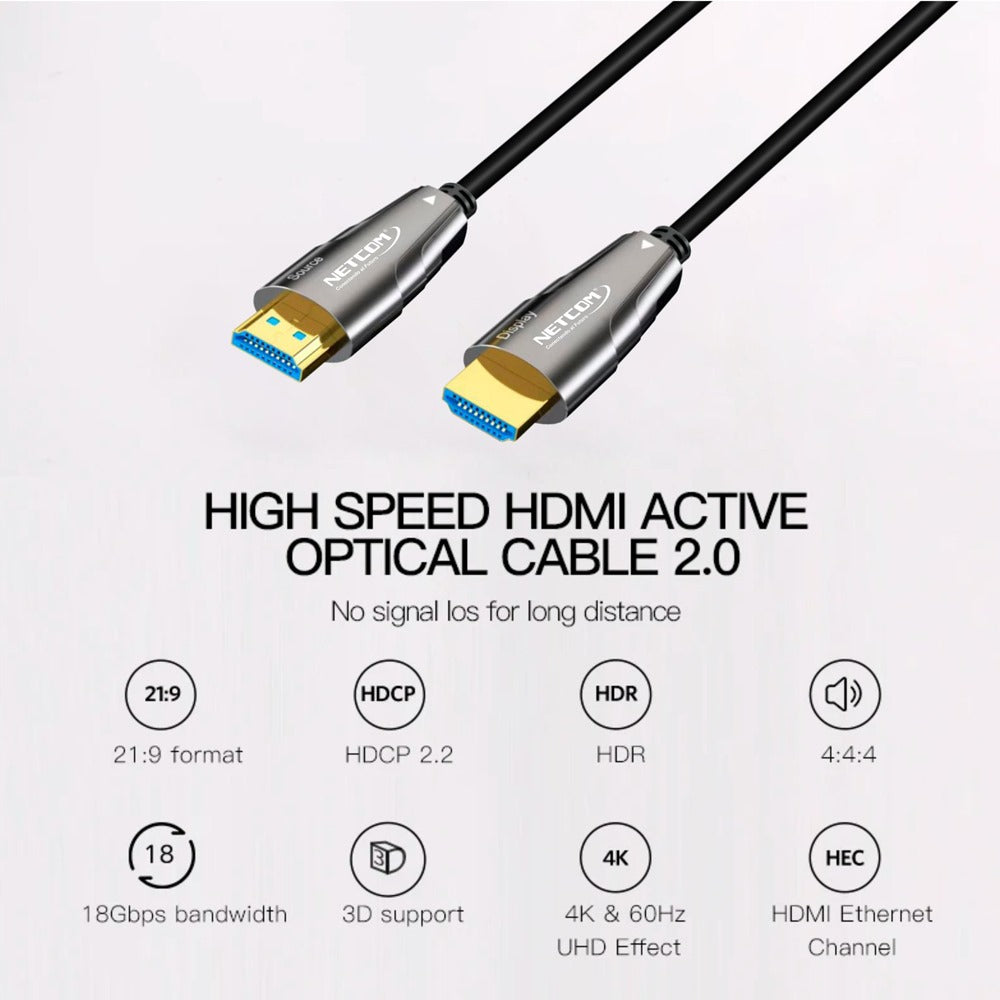 Cable Hdmi 2.0 Premium Fibra óptica 30 Metros HDCP 2.2 HDR ARC 3D S1345
