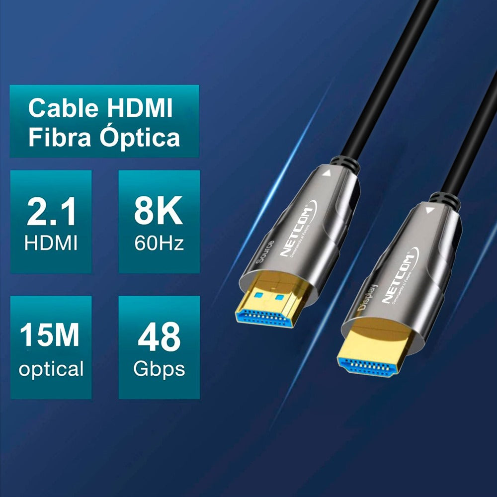 Cable Hdmi 2.1 8k Premium Fibra óptica 20 Metros HDCP 2.3 HDR ARC 3D S1347