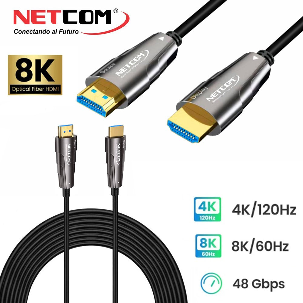 Cable Hdmi 2.1 8k Premium Fibra Óptica 15 Metros HDCP 2.3 HDR ARC 3D S1348