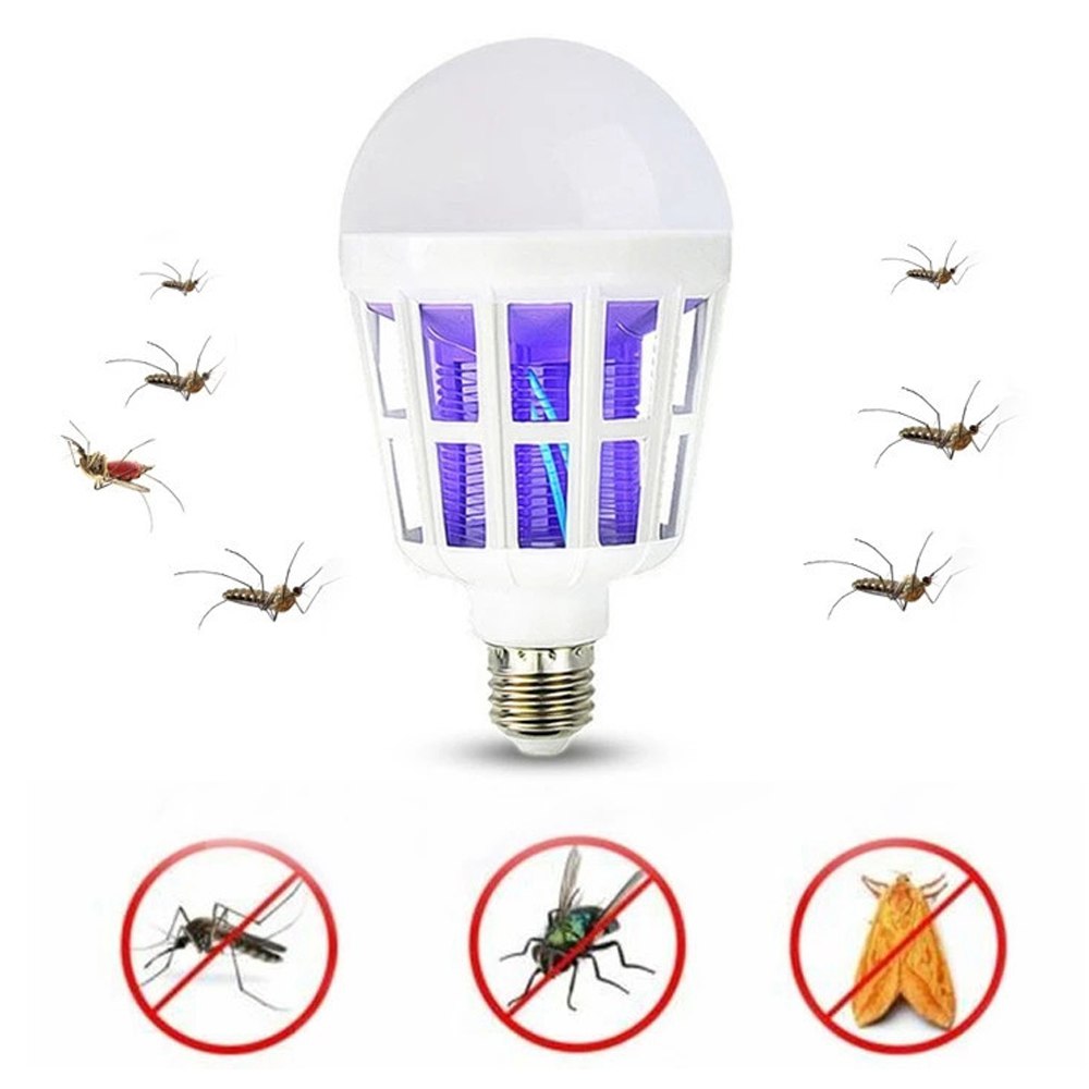 Foco mata mosquitos 15W E27 lampara violeta 2 en 1 LED S1373