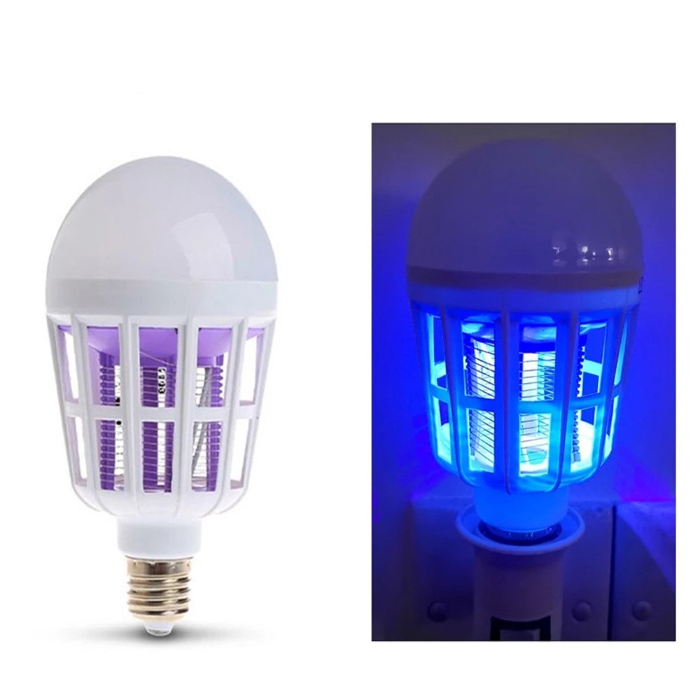 Foco mata mosquitos 15W E27 lampara violeta 2 en 1 LED S1373