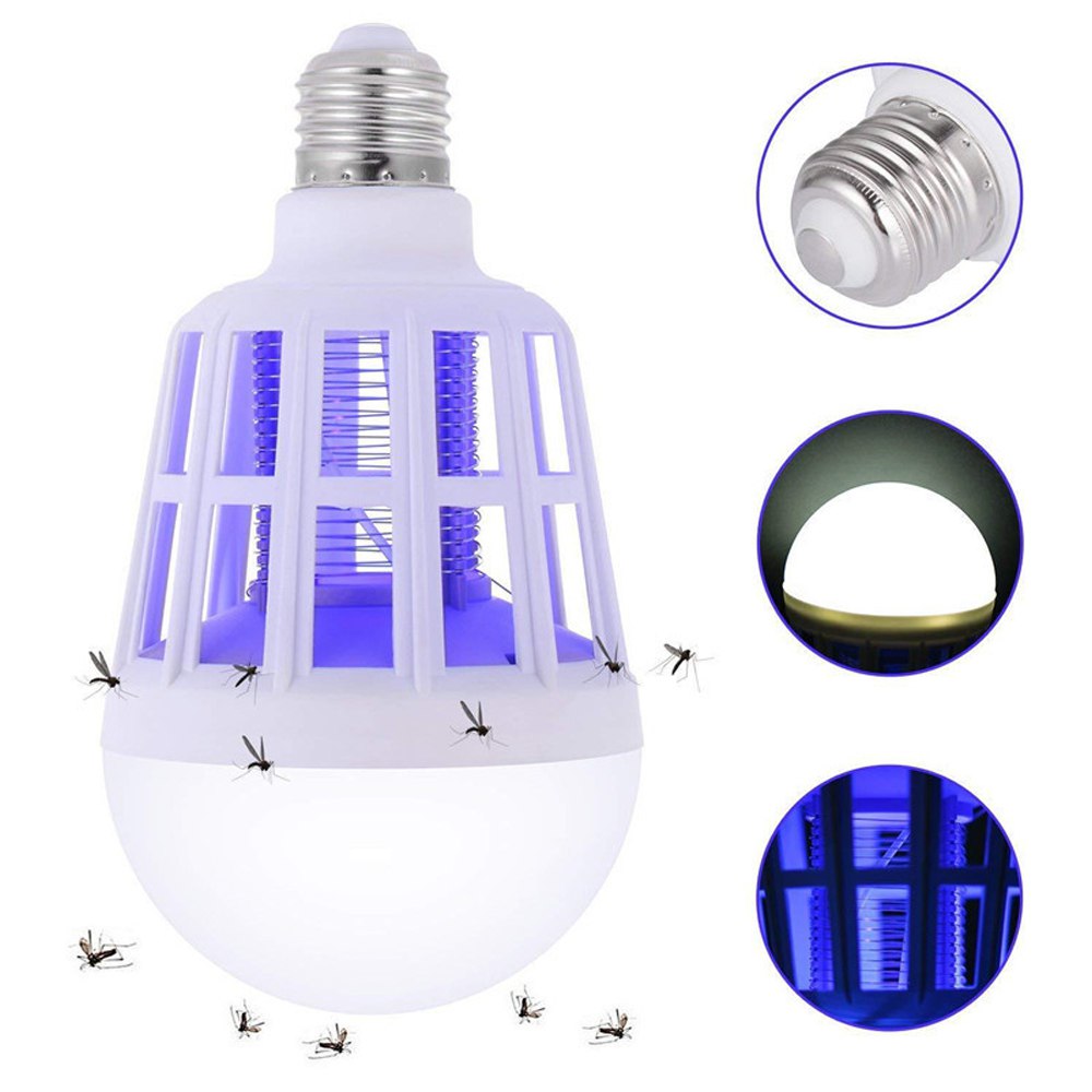 Foco mata mosquitos 15W E27 lampara violeta 2 en 1 LED S1373