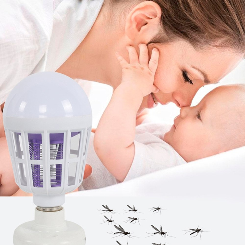 Foco mata mosquitos 15W E27 lampara violeta 2 en 1 LED S1373