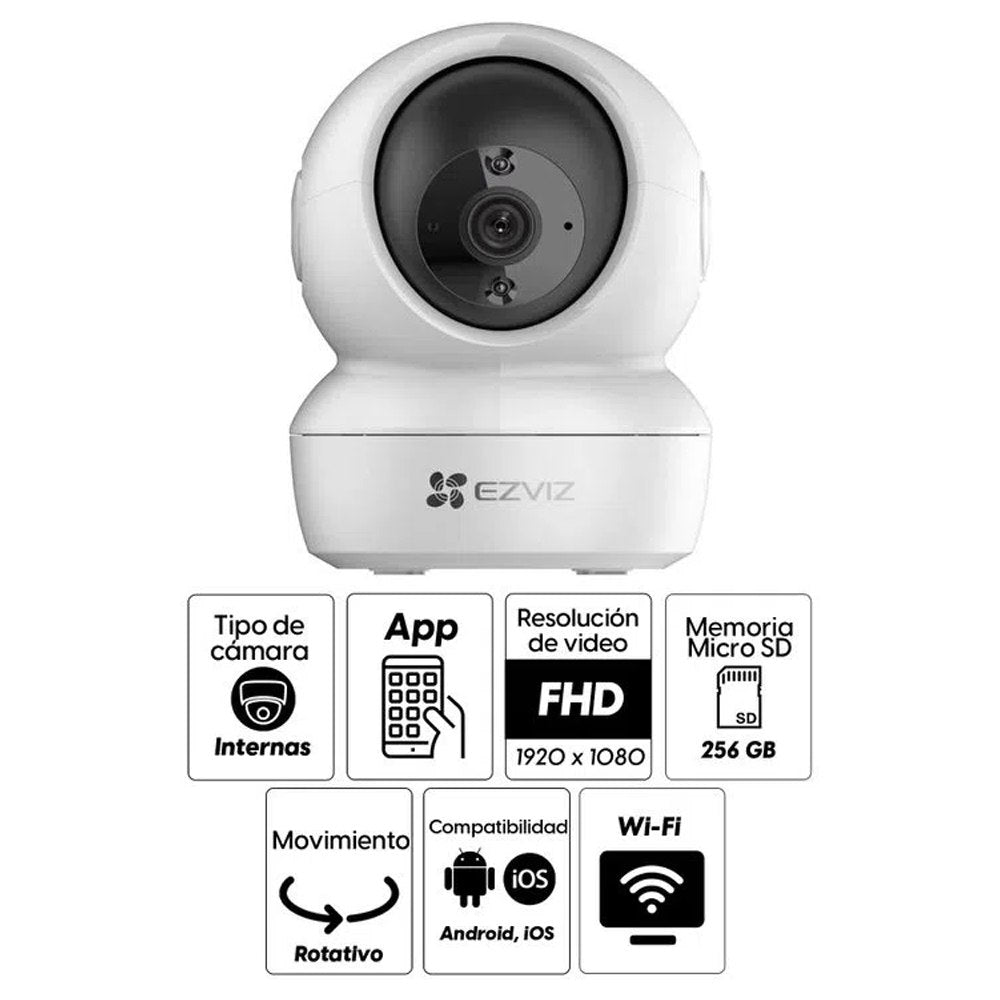 Cámara Seguridad IP Robótica EZVIZ C6N 1080p Wifi Visión Nocturna 360° S1375