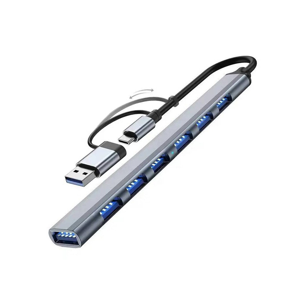 Hub 2 en 1 TIPO C y USB 3.0 6 puertos USB 2.0 y 1 USB 3.0 S1379