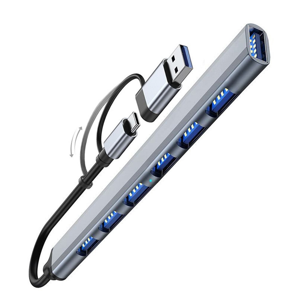 Hub 2 en 1 TIPO C y USB 3.0 6 puertos USB 2.0 y 1 USB 3.0 S1379