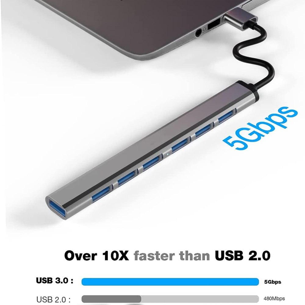 Hub 2 en 1 TIPO C y USB 3.0 6 puertos USB 2.0 y 1 USB 3.0 S1379