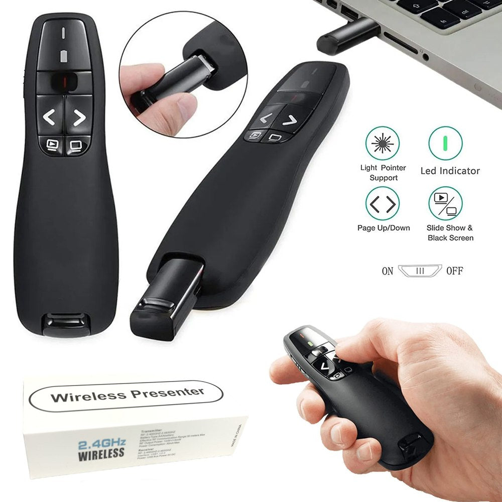 Puntero Presentador de Diapositivas 10m USB laser en caja S1389