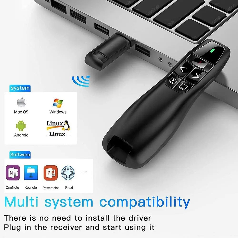 Puntero Presentador de Diapositivas 10m USB laser en caja S1389