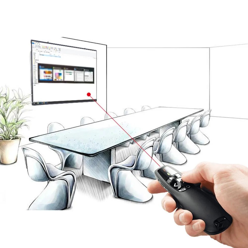 Puntero Presentador de Diapositivas 10m USB laser en caja S1389