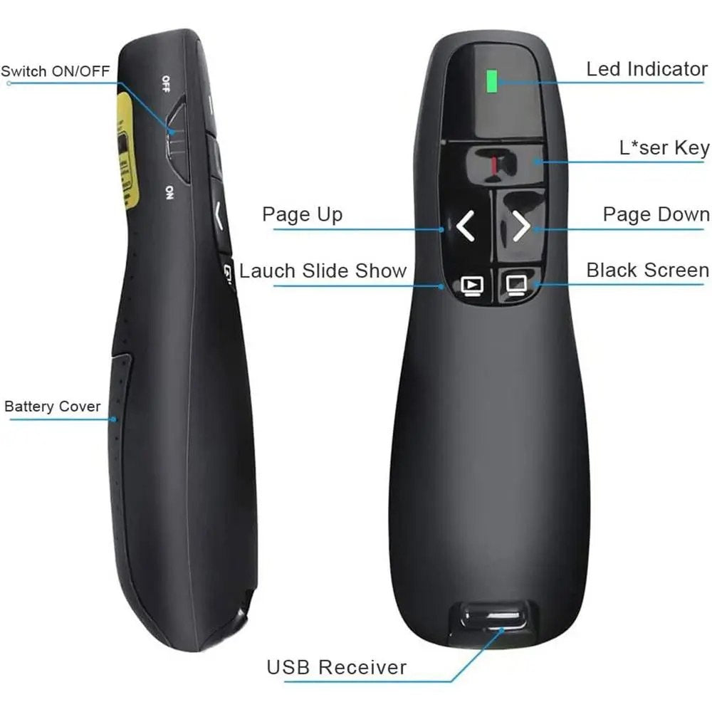 Puntero Presentador de Diapositivas 10m USB laser en caja S1389
