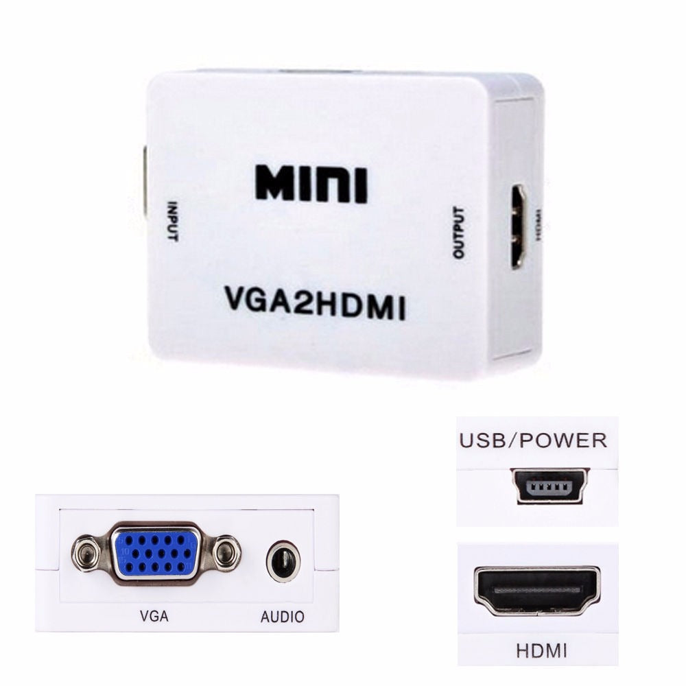 Convertidor Adaptador VGA a HDMI con Audio Full HD Mini VGA 2 HDMI S14080
