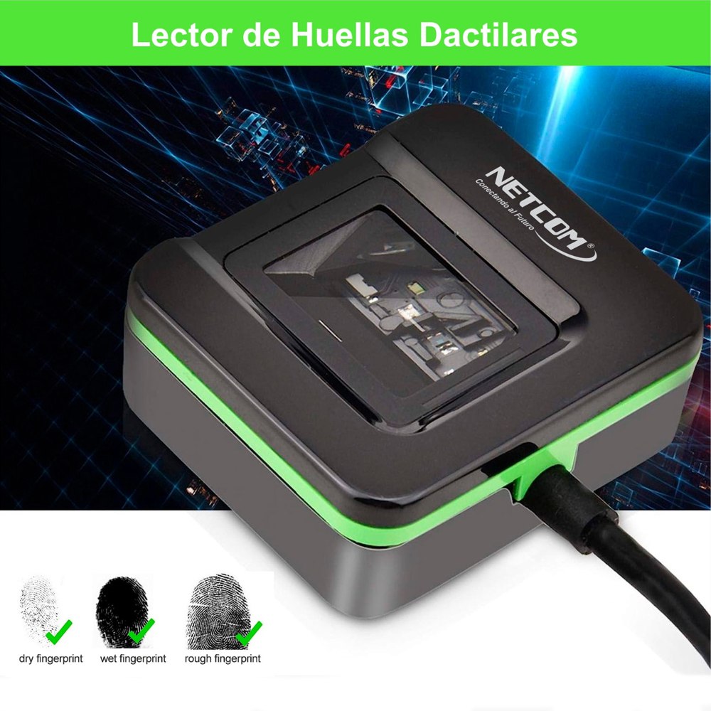 Lector y escáner de huellas dactilares USB NETCOM sensor huellas S1417