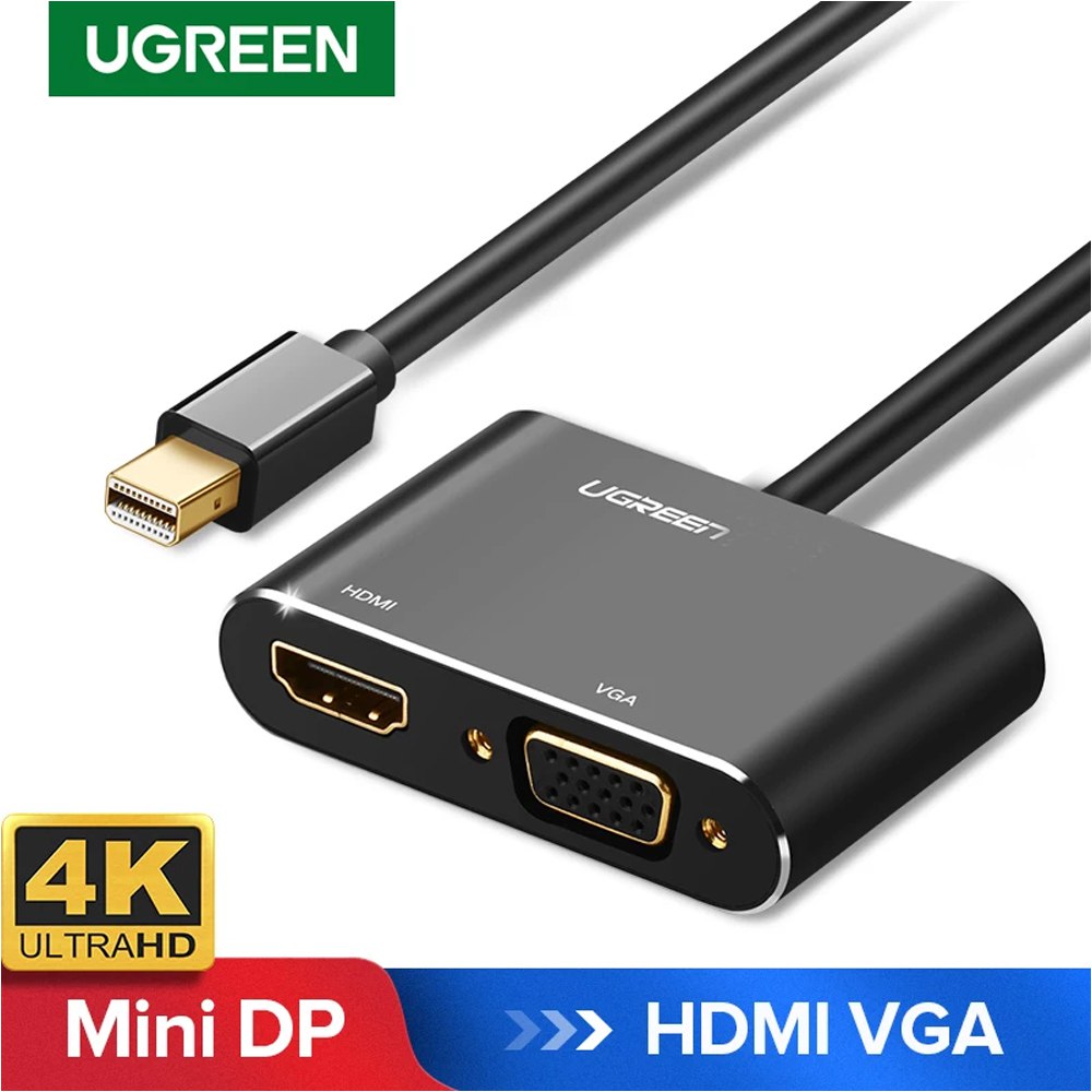 Convertidor 2 en 1 Mini Displayport a Hdmi + Vga UGREEN 4k aluminio S1428