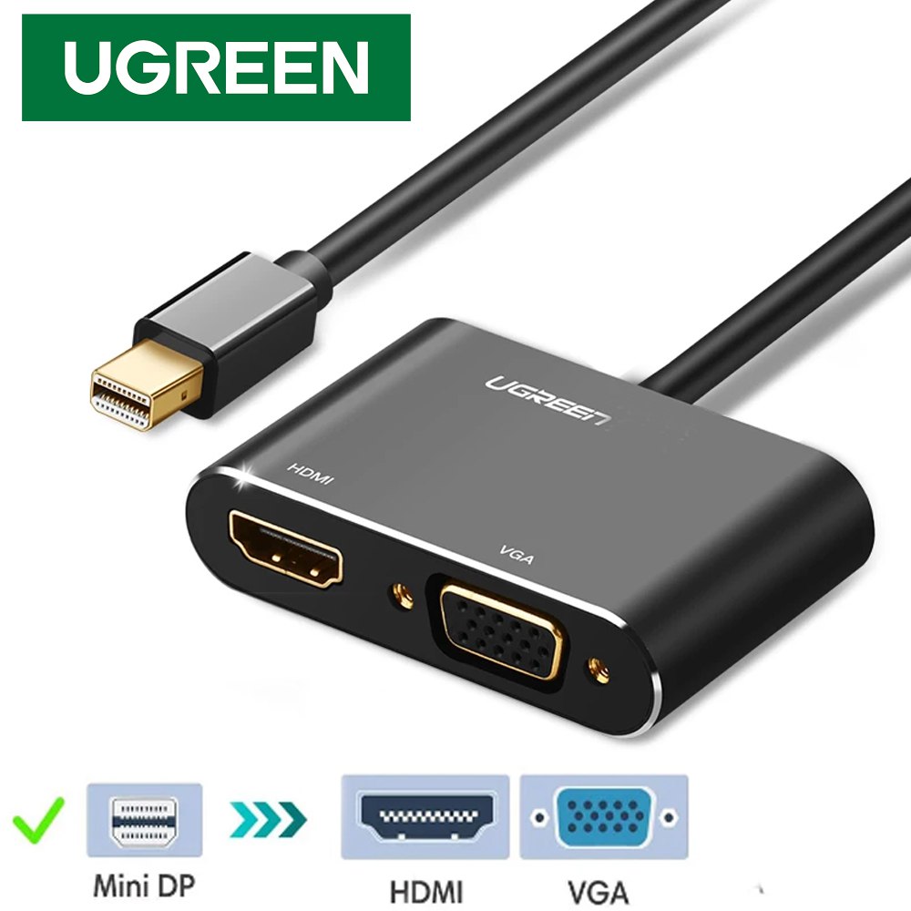 Convertidor 2 en 1 Mini Displayport a Hdmi + Vga UGREEN 4k aluminio S1428