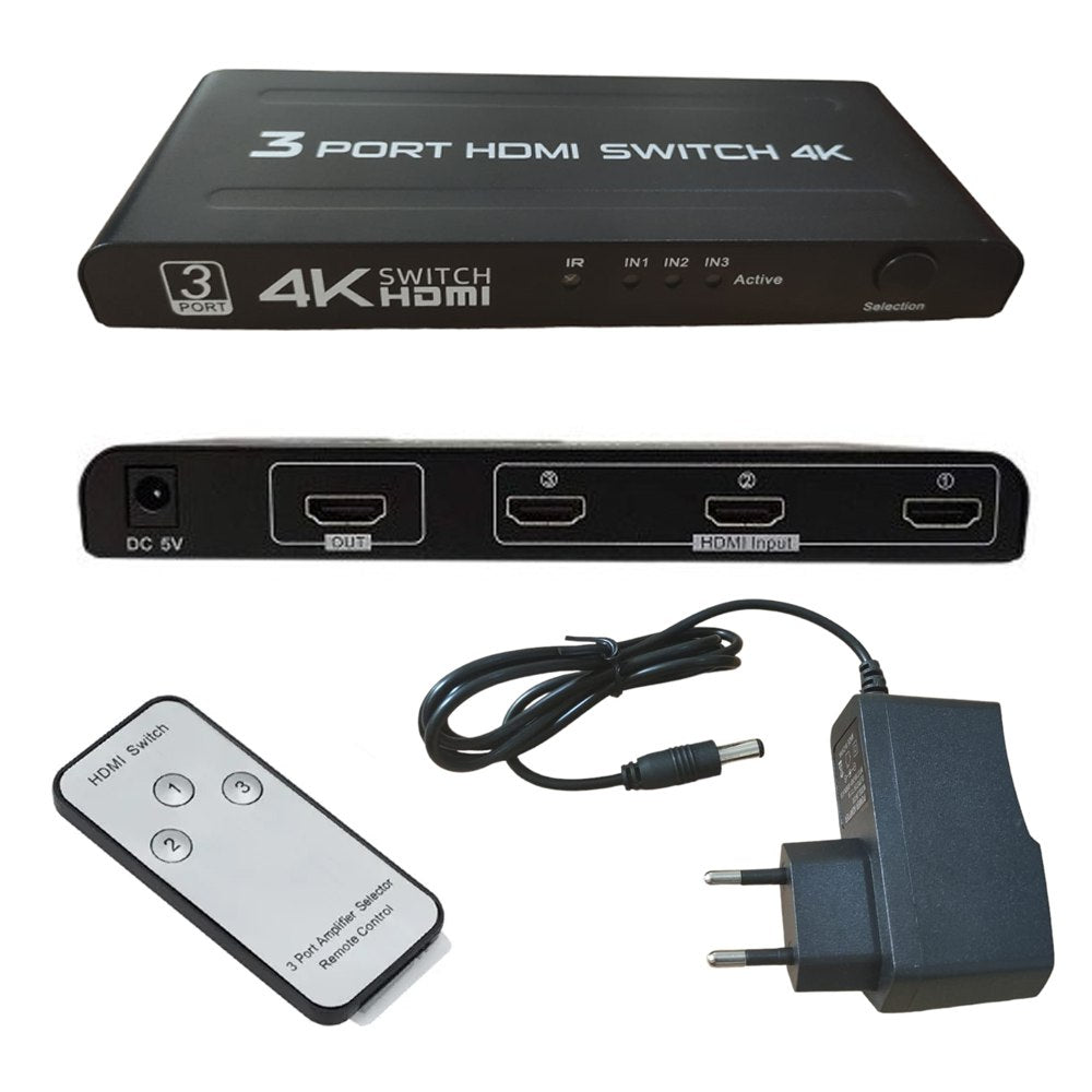 Hdmi Switch 3 x 1 4k ULTRA HD con Control Remoto Multiplica HDMI 3 x 1 S1436