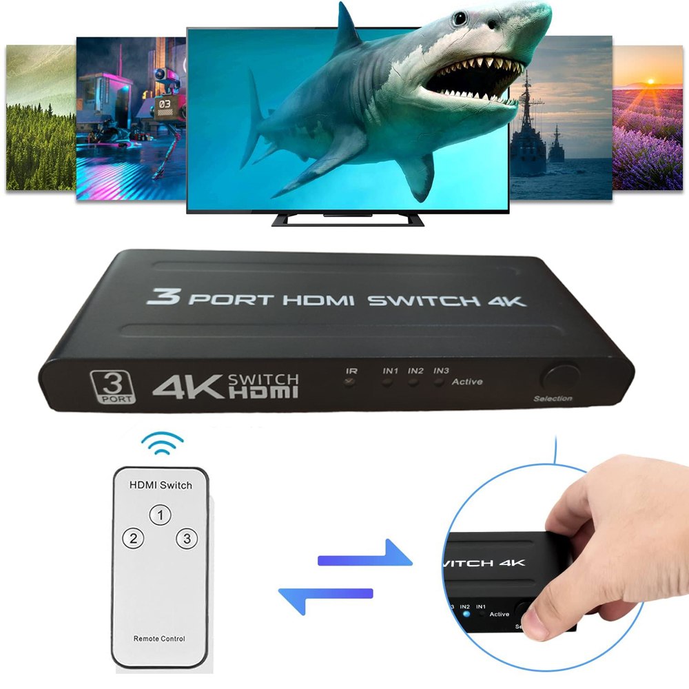 Hdmi Switch 3 x 1 4k ULTRA HD con Control Remoto Multiplica HDMI 3 x 1 S1436