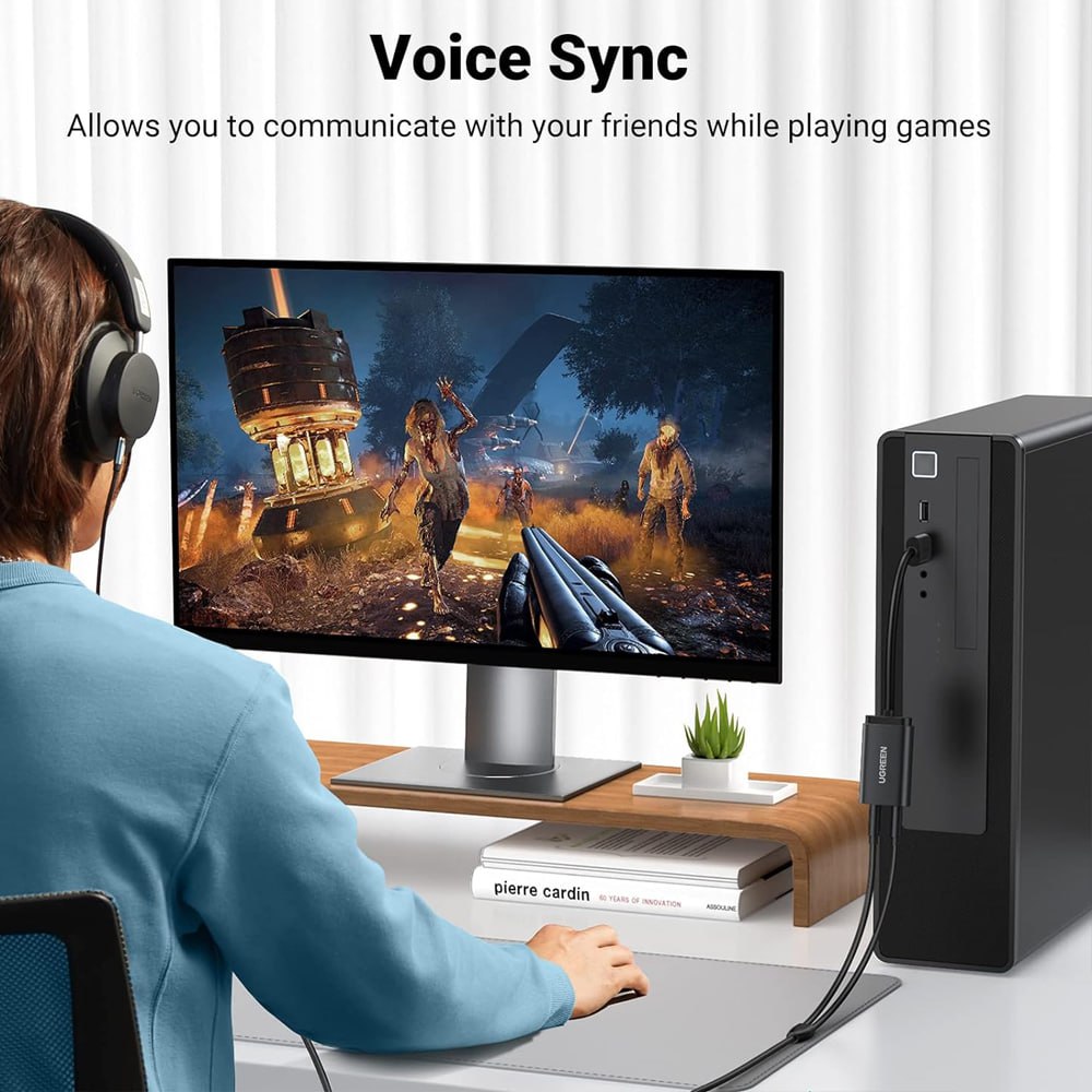 Tarjeta de Sonido Externa USB Micrófono y Audífono UGREEN Adaptador S1451